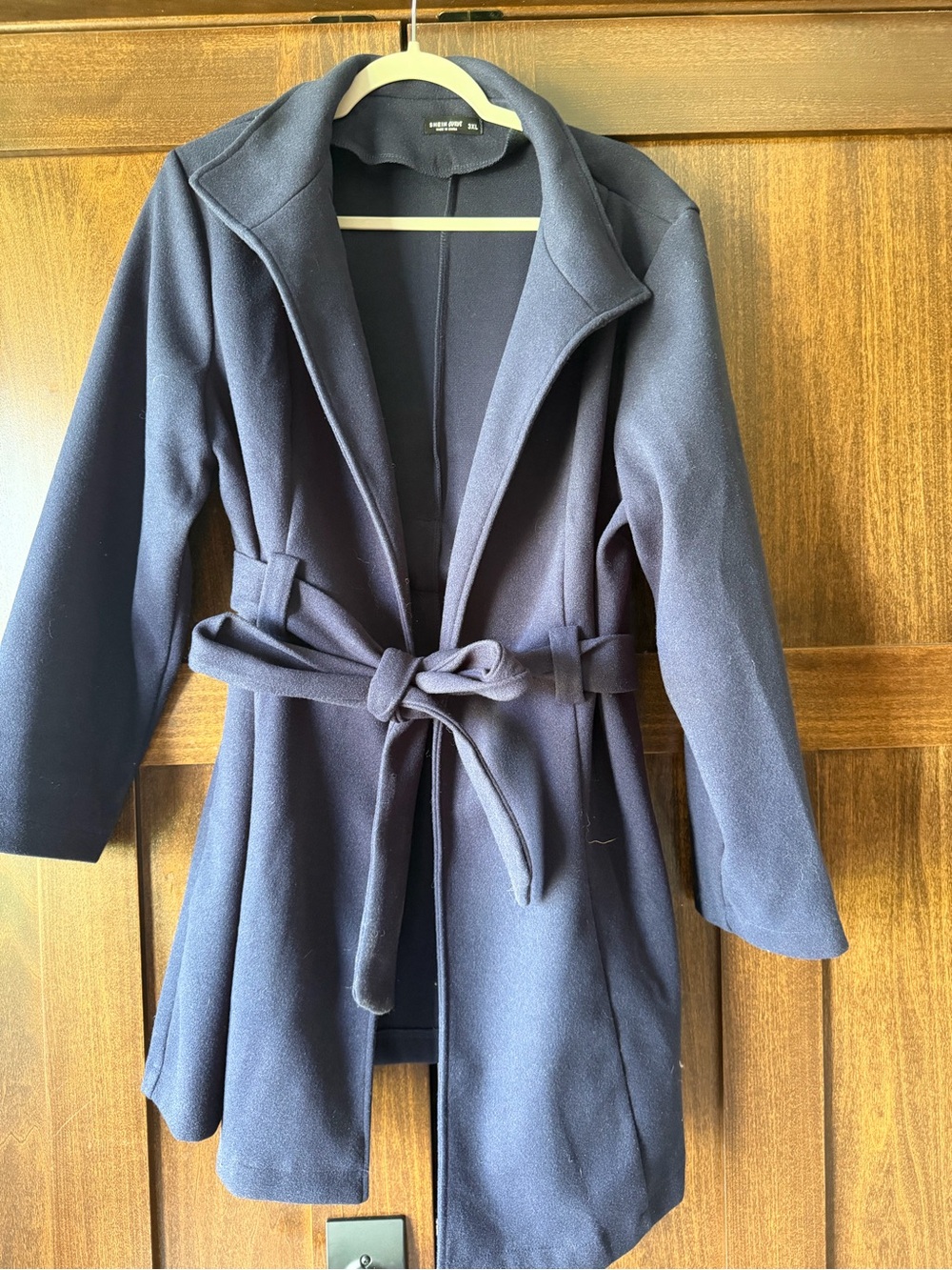 SHEIN Navy Belted Trench Coat